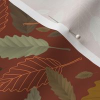 Chestnut Leaves Halfdrop On Red Brown 7a3622