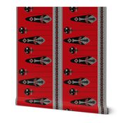 african mask border / red