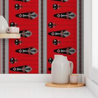 african mask border / red