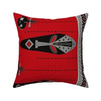 african mask border / red