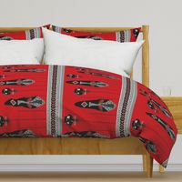 african mask border / red