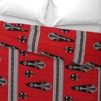 african mask border / red