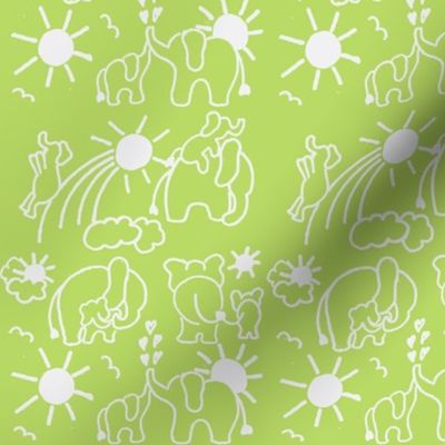 You Are My Sunshine Elephants in Green and White