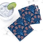 art deco Spiky Flowers -pink navy blue -small scale