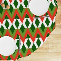 Colorful diamond and chevron blanket pattern in Christmas red and green