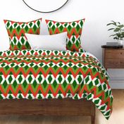 Colorful diamond and chevron blanket pattern in Christmas red and green