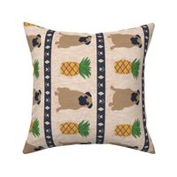 Primitive Pug and pineapple - large border length