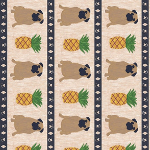 Primitive Pug and pineapple - large border length