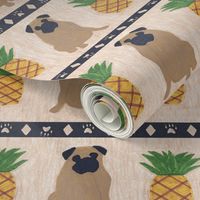 Primitive Pug and pineapple - large border width