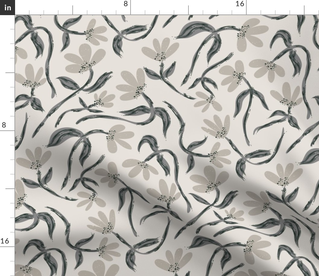 minimalist abstract flowers warm beige medium