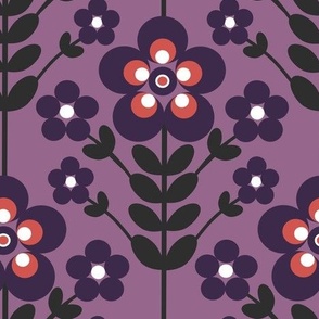 Folk art flowers on light purple