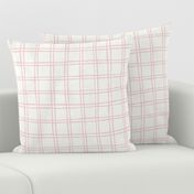 M - 2" Blush Pink on White - Double Grid Plaid - Windowpane Linen Look