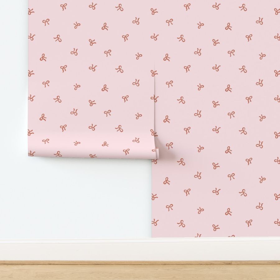 Hand-Drawn Whimsical Cute Girly Bows in Red and Blush Pink (Large)