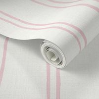 L - 4" Blush Pink on White - Vertical Double Stripes Linen Look