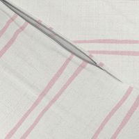 L - 4" Blush Pink on White - Vertical Double Stripes Linen Look