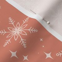 Medium Tossed Scandinavian Folk Line Art Snowflakes on dusty pink