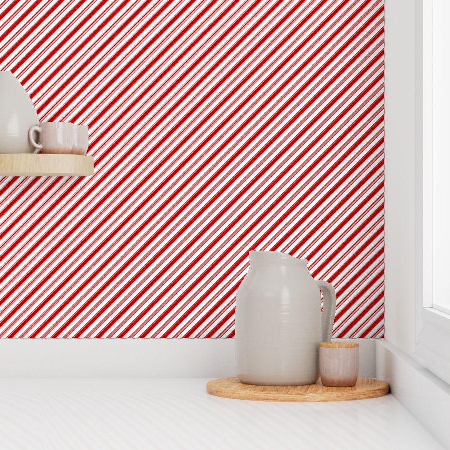 Red and White Candy Stripes (angled - small scale)