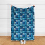 Large Royal Blue Faux Fur Patchwork Fabric - Luxurious Plush Texture