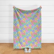 Daisies Galore - Pastel Rainbow on Dove Gray