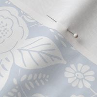 Faith's Floral Whimsy - White on Pale Blue  Wallpaper