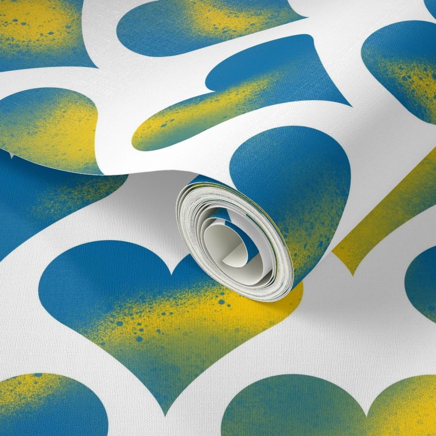 Sweden Spray Paint Hearts Flag Colours