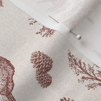 Nordic Holiday Deer And Woodlands - Cream dark red 12