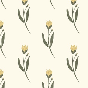 Yellow Tulip On Cream - Large Scale