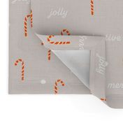 candy cane typography christmas table linen on cream