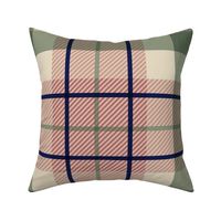 large scale plaid Tartan Pink Cream Sage Navy