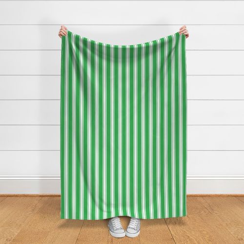 Ticking Stripe (Medium) - White on Bright Green