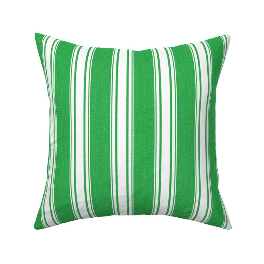 Ticking Stripe (Medium) - White on Bright Green