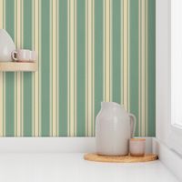 Ticking Stripe (Medium) - Light Tan on Vintage Green