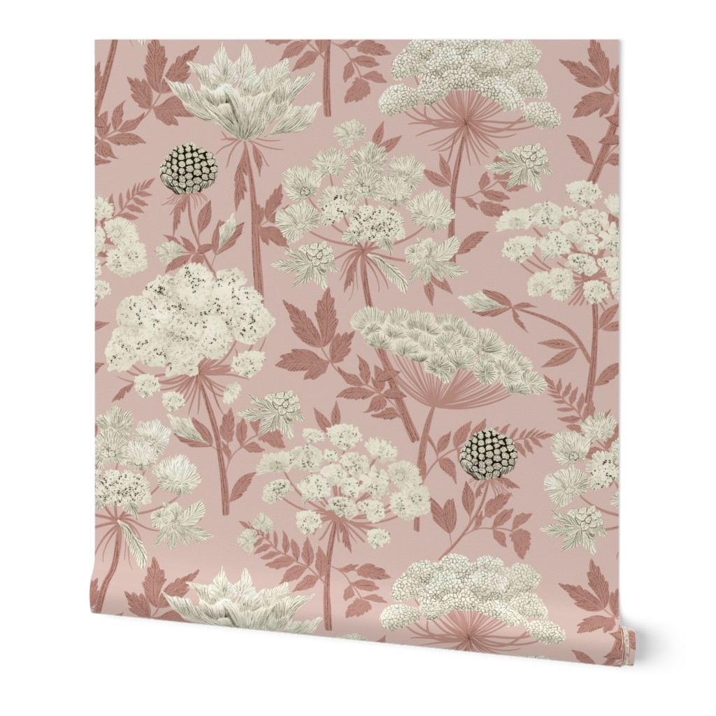 Bohemian Elegance Floral - Queen Ann Lace Flowers In Baby Pink Large