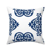 damask motif indigo