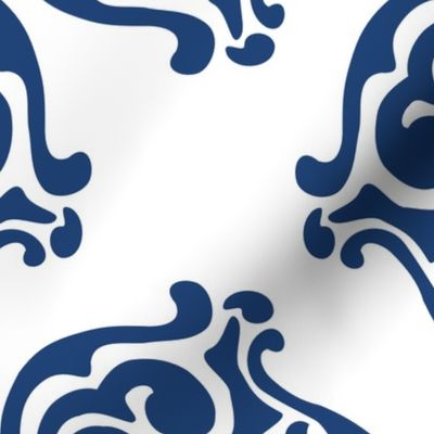 damask motif indigo