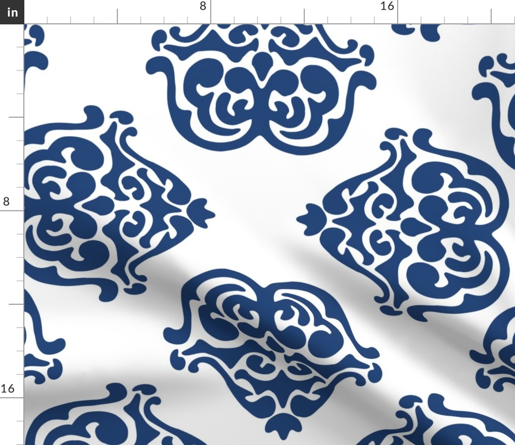 damask motif indigo