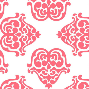 damask motif coral