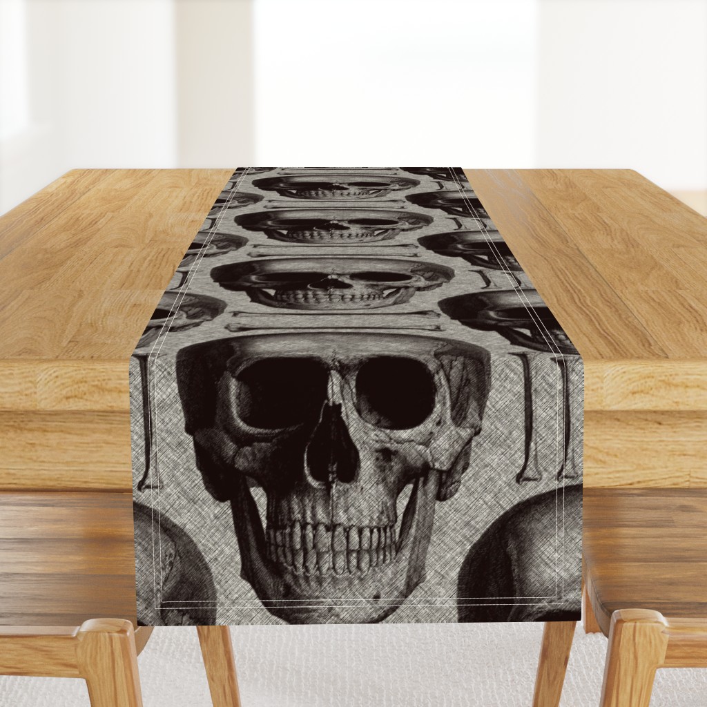 burlap skulls&bones large