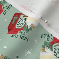 Dog Nog Holiday Dog Fabric - Light Green - Medium Scale