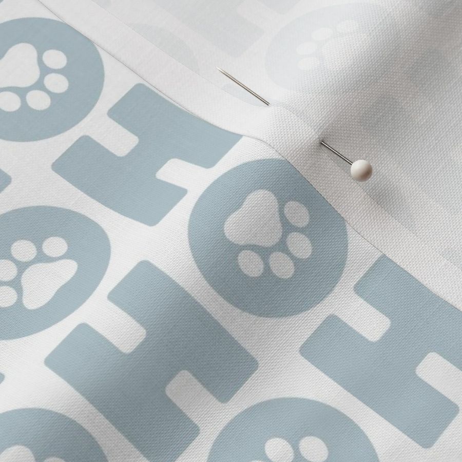 Ho Ho Ho Dog Paw Print Fabric - Light Blue - Medium Scale