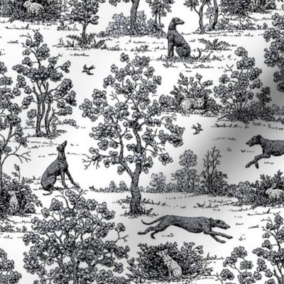 Black Toile with greyhounds 