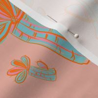 Tropical Turquoise Blue & Orange Cactus on Pink Background