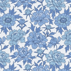 Peony Floral Blue Medium Scale