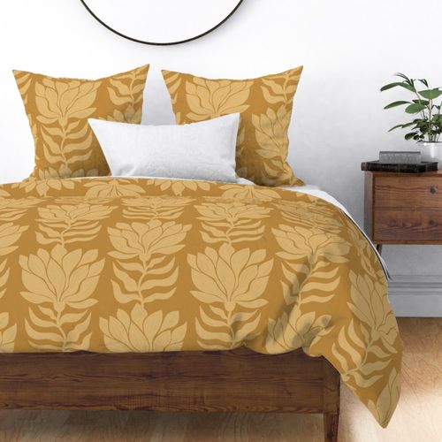 Abstract Modern Boho Leaf Flowers Gold Ochre Jumbo