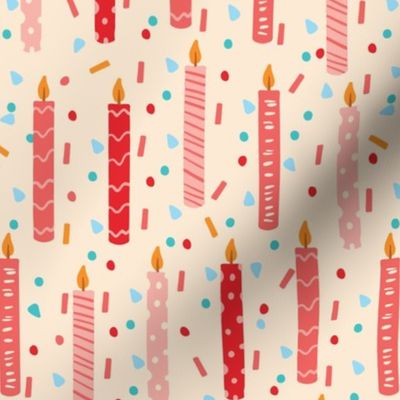 bright kids birthday candles fabric