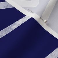 Hand Drawn Organic Geometric Jigsaw Rectangles in White on Royal Navy Blue