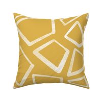 Hand Drawn Organic Geometric Jigsaw Rectangles in White on Mustard Yellow