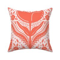 large- maximalist floral scallop-  orange and pink