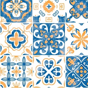 Greek Tile Mosaic Blue and Yellow