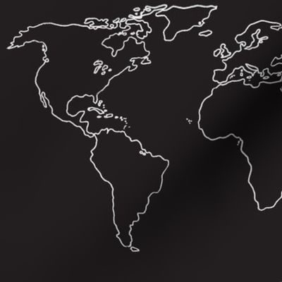 world map white on black
